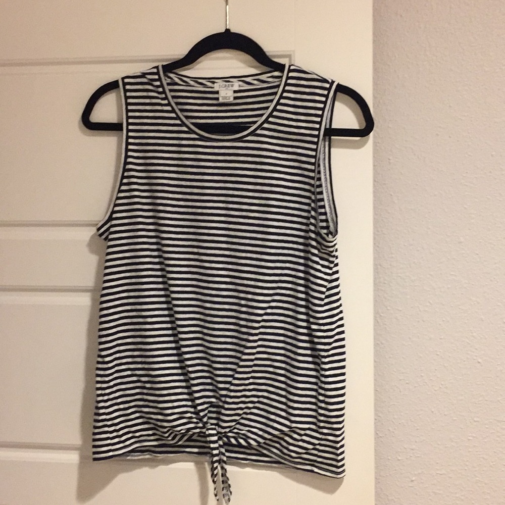 J. Crew black and white stripe tie-front tank
